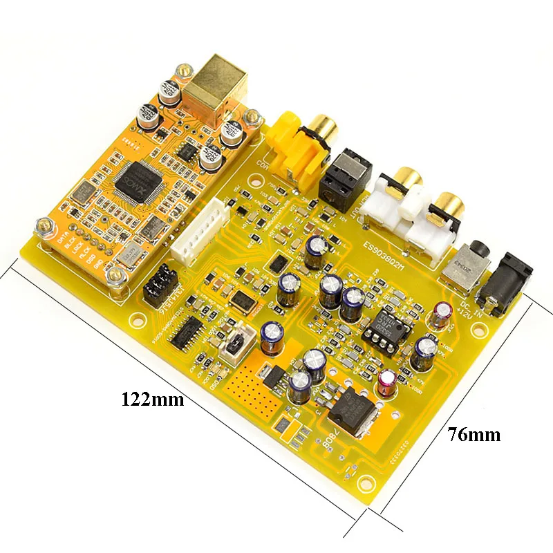 Triple Switch DAC Decoder Board ES9038 Q2M DC 12V Support Fiber Coaxial USB Input HiFi Audio Amplifier Board