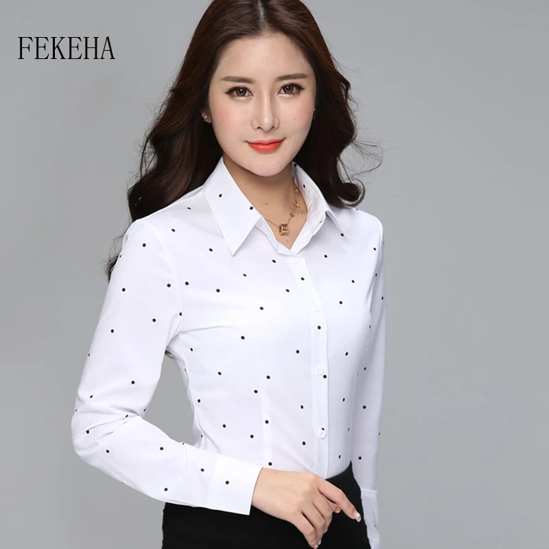 

Elegant Striped Shirts Women Tops Women's Blouses 2019 Autumn Women Blouses Office Lady Plus Size 3XL Women Dot Tops