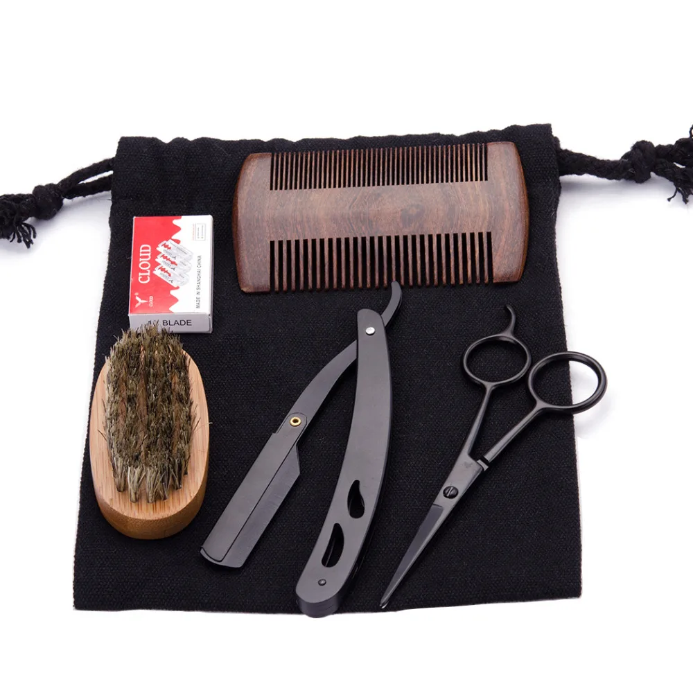 ZY-Man-Moustache-Beard-Shaving-Set-Boar-Bristle-Brush-Beard-Scissors-Shear-Straigh-Edge-Razor-Double (1)