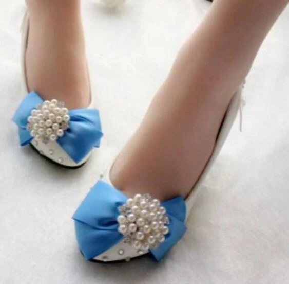 blue bridal flats
