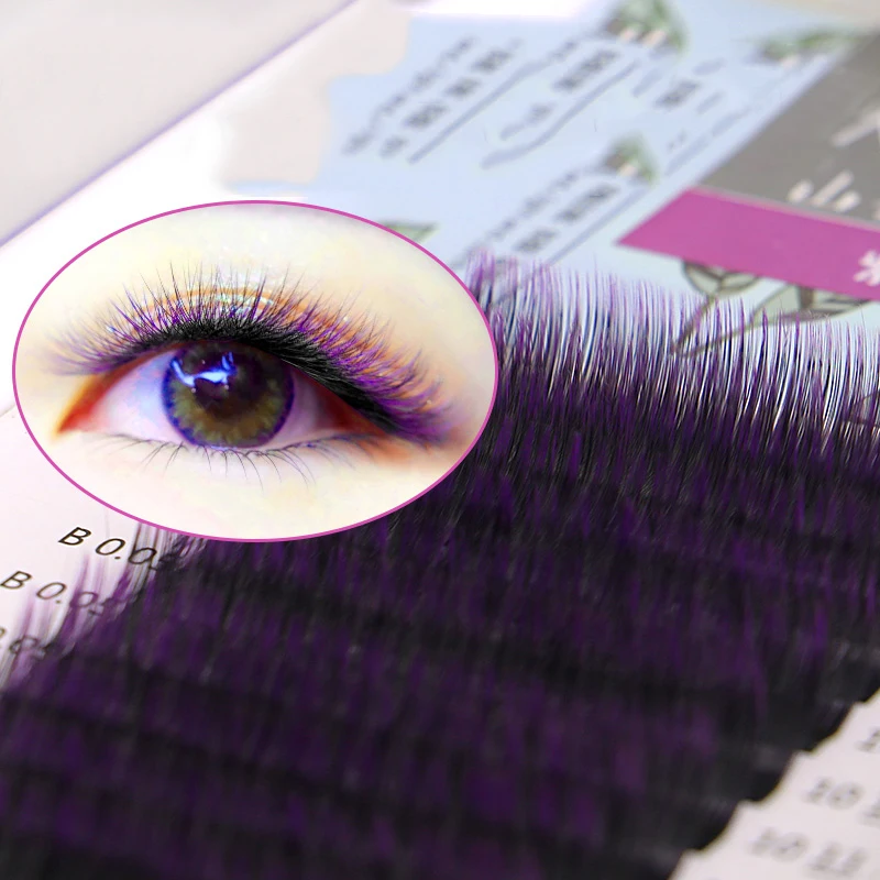 

Ombre Color Purple blue Gradient rainbow color Individual eyelashes 0.05 eyelash extensions Premium soft mink eye lash