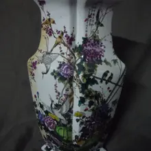 Редкие Старые китайские пастельные цвета большая фарфоровая ваза, цветок и птица, с маркой, лучшая коллекция и украшение