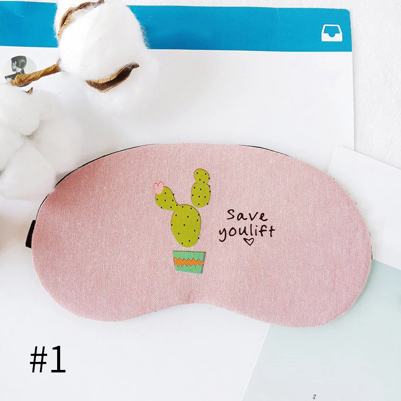 

New Fashion Eyeshade Sleep Rest Eye Mask Breathable Blindfold Cover Shade Eye Patch Women Men Travel Relaxing Aid Cartoon Cactus