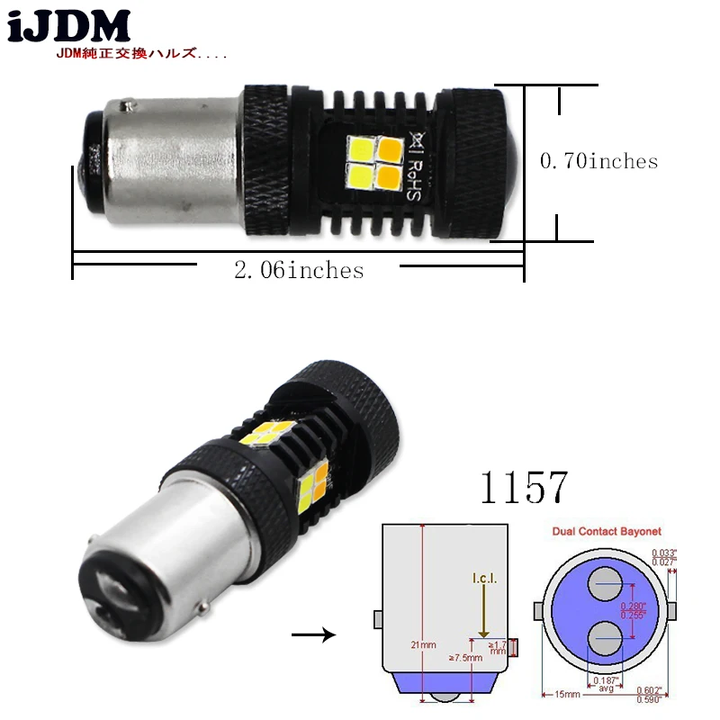 IJDM 1157 LED Сверхъяркие 3030 чипсет белый/желтый BA15s S25 светодиодные лампы с проектором