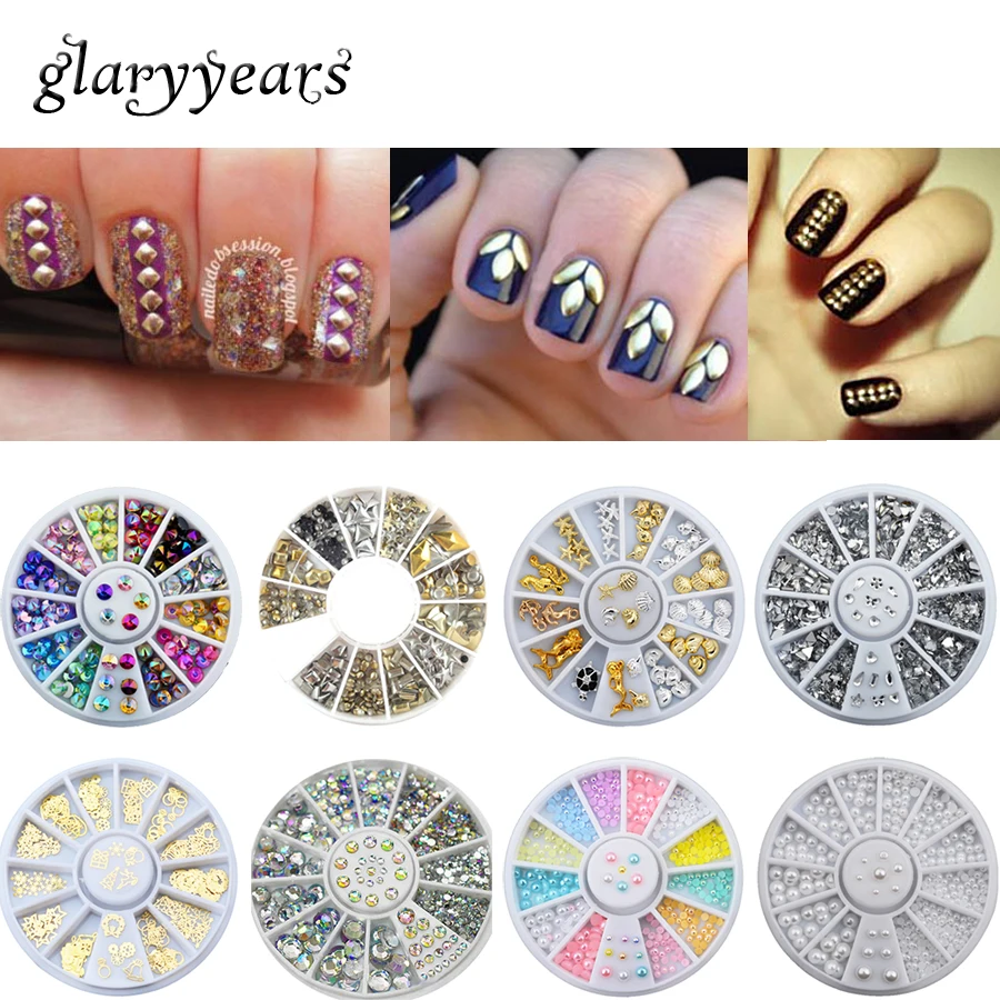 18 Designs 1 Set 3D Nail Art Accessories Metal Crystal Rhinestone