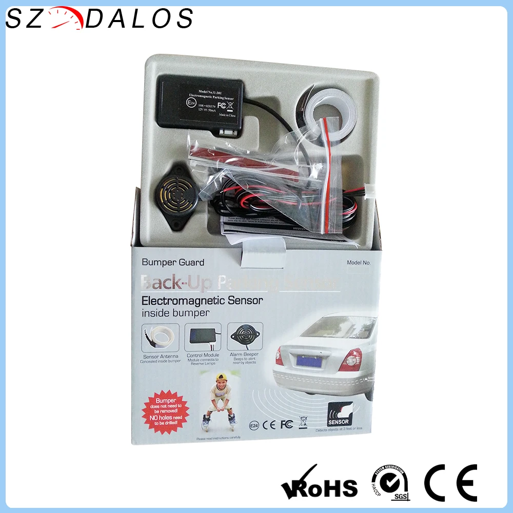 

New Electromagnetic parking sensor with led display and buzzer together,do not drill on bumper, very easy install
