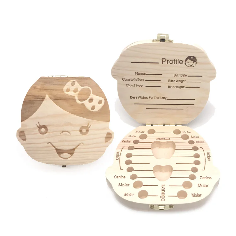 

baby Creative Gift Wood Baby Girl Boy Tooth Organizer Boxes Save Deciduous Teeth Storage Keepsakes Collecting