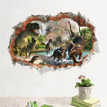

3d Dinosaur Stickers For Kids Room Living Room Home Decor Diy Cartoon Nursery Movie Mural Art PVC