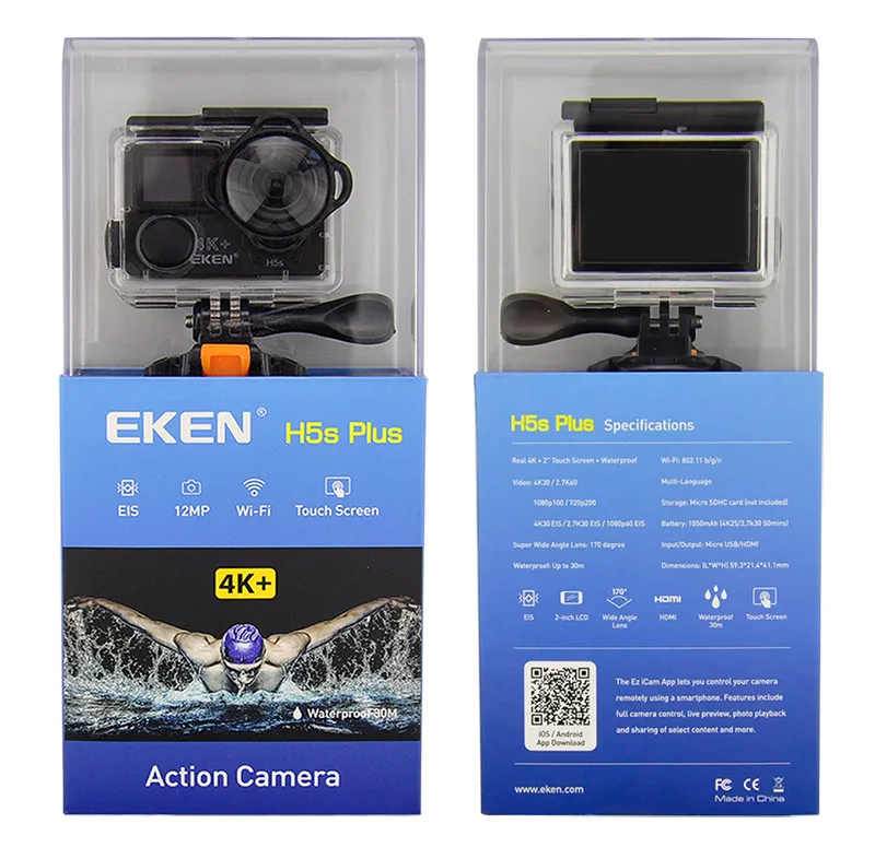 Экшн-камера eken H5S Plus A12 Ultra 4K 30FPS Wi-Fi, водонепроницаемая, 30 м, 1080p go EIS, стабилизация изображения, Ambarella, 12MP pro, Спортивная камера