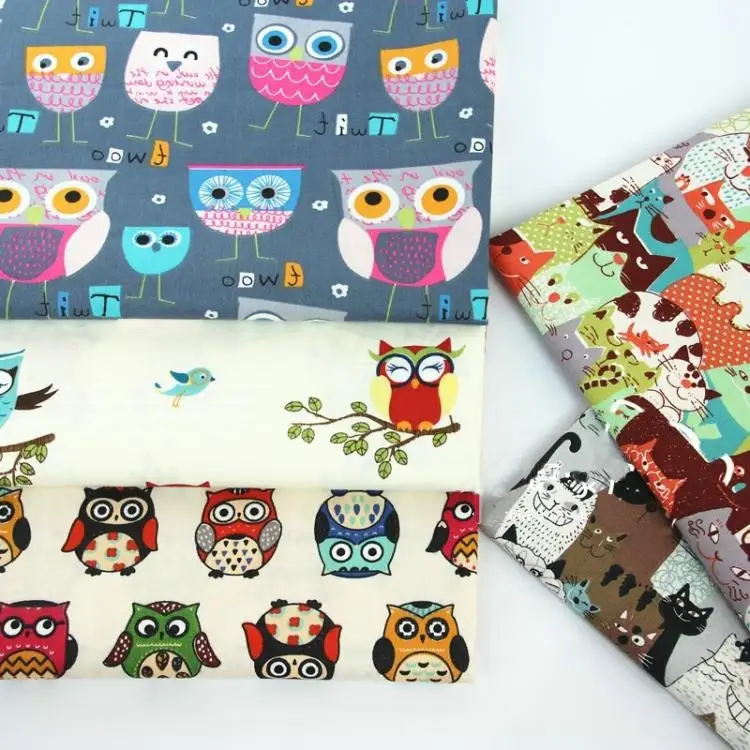 Warna Warni Cabang Gambar Burung Hantu Kain Katun Tilda Quilting