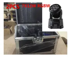 2 шт. привело мыть мини движущихся head light 7x12 Вт с кейс + 1 м DMX кабель RGBW 4in1 светодиоды Mass Effect DMX 9/14 каналов DJ света