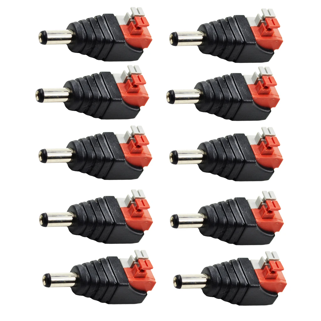 10 Pieces 12V Male 5.5mm x 2.1mm DC Power Jack Plug Adapter Connector for CCTV Camera