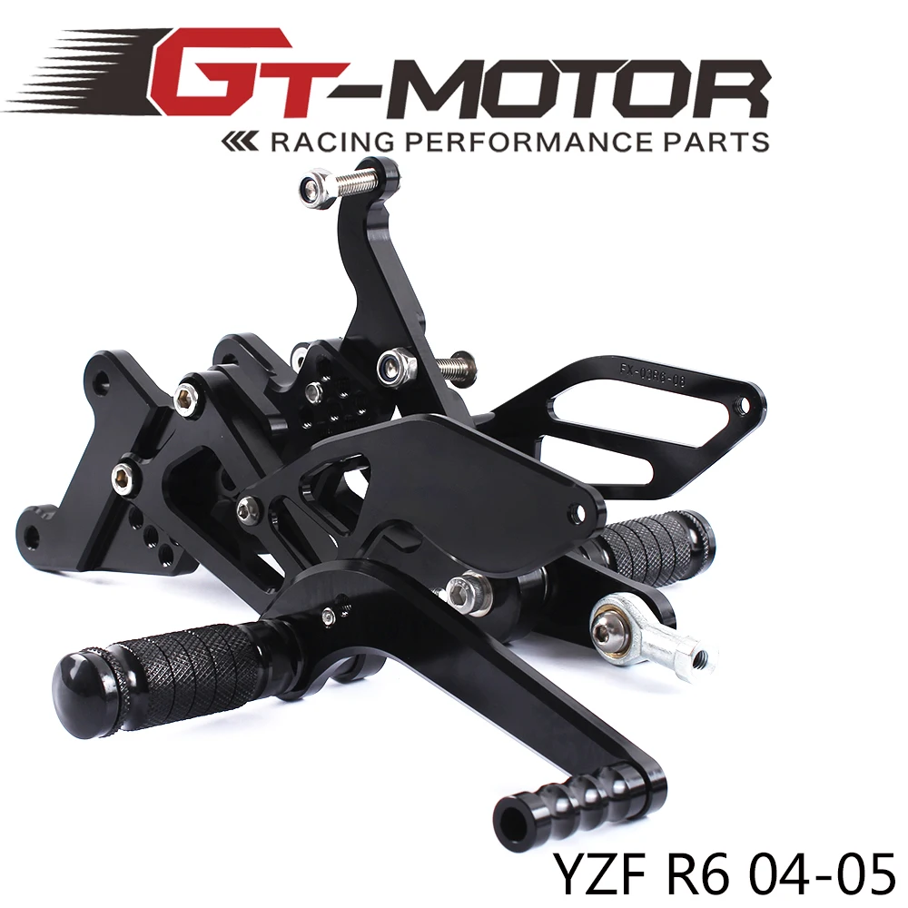 Full CNC Aluminum Motorcycle Adjustable Rearsets Rear Sets Foot Pegs Footpegs Footrests Foot Rests For YAMAHA YZF R6 2004-2005