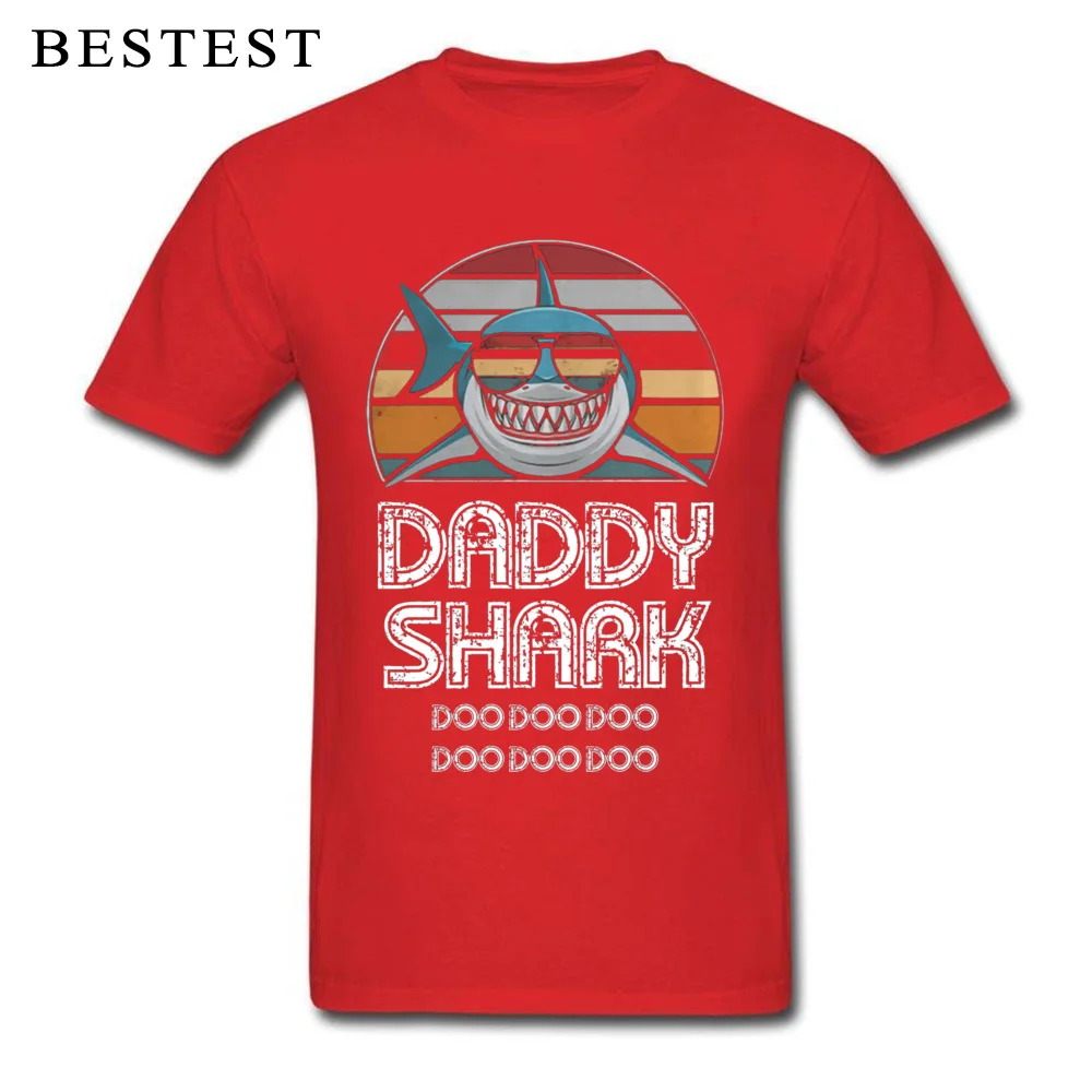 Design Top T-shirts Short Sleeve Fashionable Funky Men Summer/Autumn Tops Tees Fashionable Tops Tees O Neck All Cotton Daddy Shark Retro For Dark Print 405 red