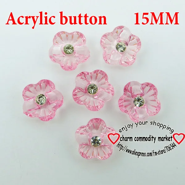 

40PCS flower shape pink Dyed Acrylic buttons coat boots sewing clothes accessories A-010