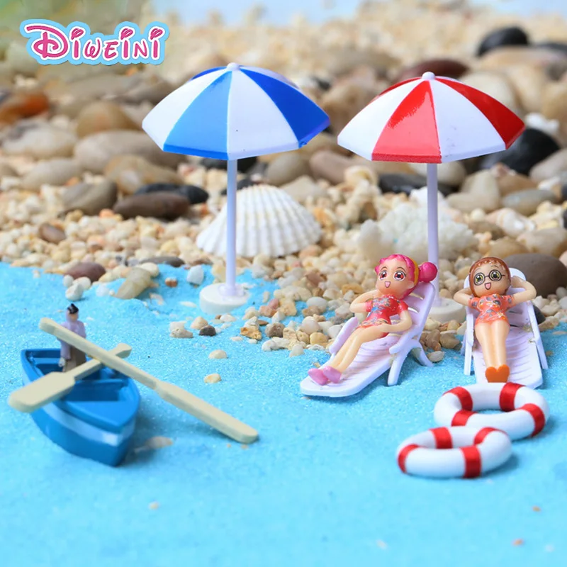 

Summer Beach Chair Model lounger Model Miniature Figurines Fairy home Garden Wedding Doll Decoration Girl toy gift resin craft