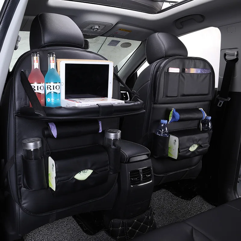 

Car Back Seat Bag Phone Pad Chair Storage Pocket Box Folding Table Organizer Bags Travel Automobile Accessories Stowing Tidying