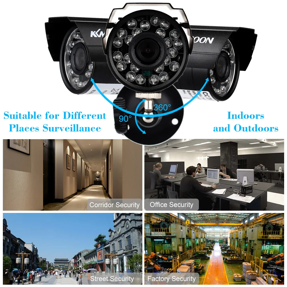 KKmoon 4 шт. AHD DVR для камеры наблюдения cctv-камеры видеонаблюдения с ночным видением для наружного IR CUT цветной CMOS камера слежения