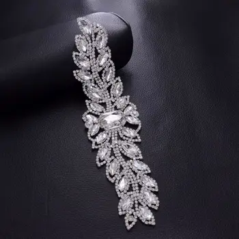 

DIY 2pcs Bright Glass square Strass Crystal Rhinestone Patch Applique Bridal Belt Sash Sew on Accessory for Dress HD-897