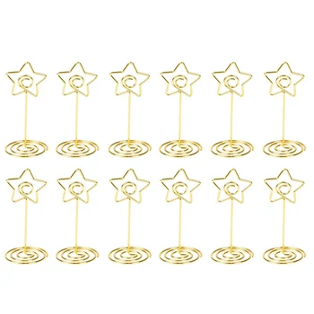 

12pcs Place Card Holder Table Heart Shape Wedding Party Favor Clips Silver Table Number Card Holders Star shape