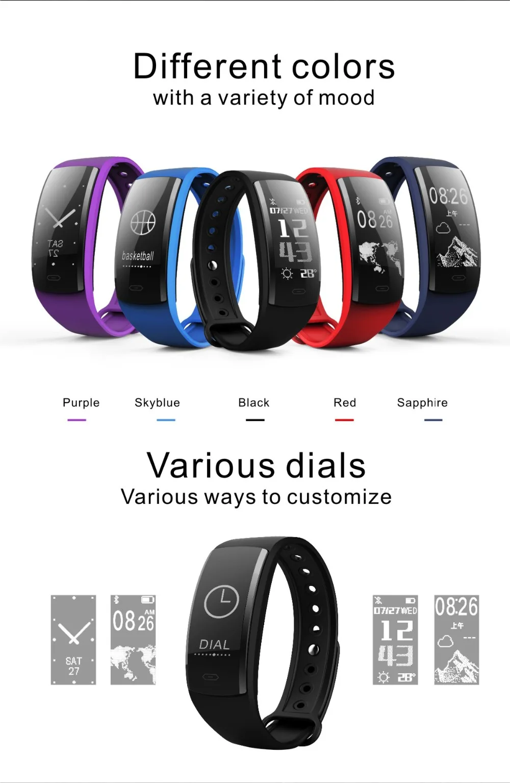 QS90 Smart Bracelet Heart Rate Monitor Wristbands Activity Fitness Tracker Bluetooth Waterproof Pedometer Smartband Smart watch (5)