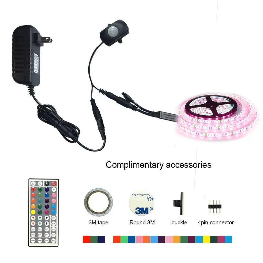 

Cabinet LED Night Light Infrared PIR Motion Sensor RGB LED Strip 5050 Cupboard Wardrobe Bed Lamp Ribbon Tape Waterproof DC 12V