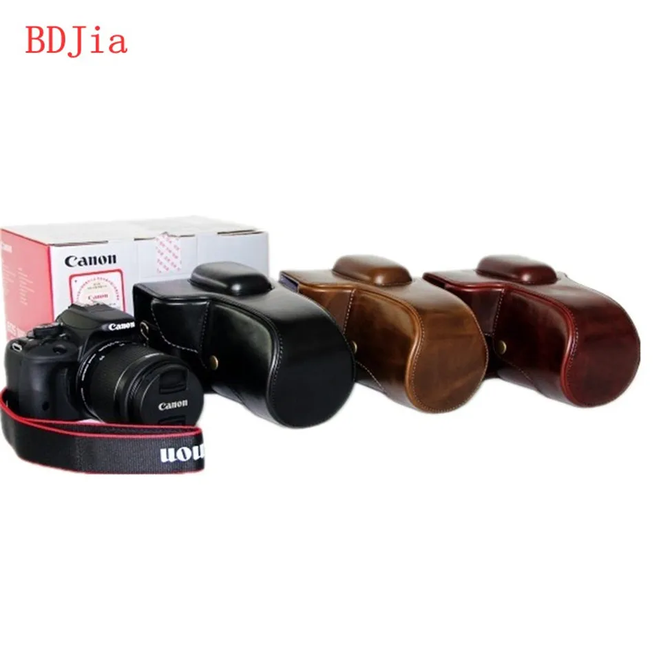 

PU Leather Oil Skin Camera Case Bag Cover for Canon 100D Kiss X7 DRSL Camera With 18-55mm Lens Without Strap,3 Colors