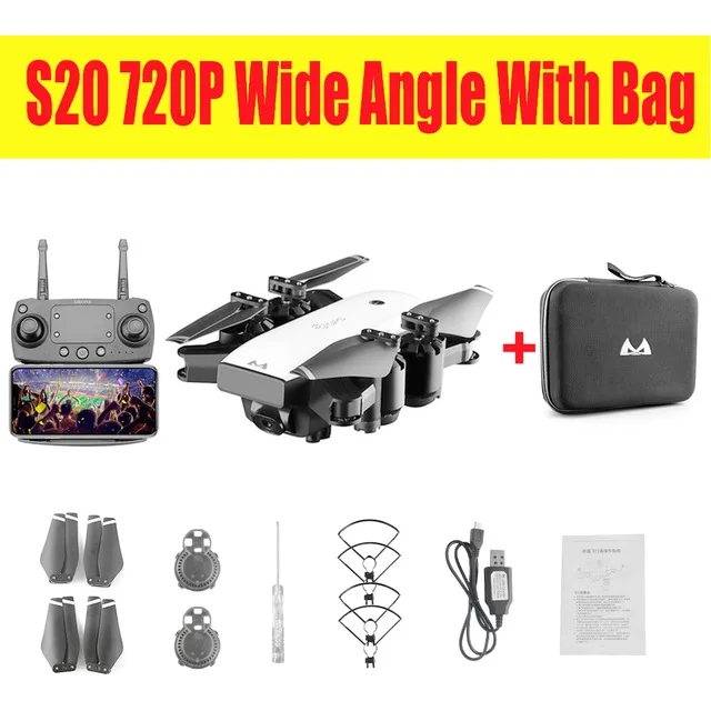 Дрон с wifi камерой 1080P или 720p 5MP Hover Helikopter Карманный Радиоуправляемый Дрон S20 Радиоуправляемый квадрокоптер игрушки в подарок - Цвет: 720p wifi camera bag