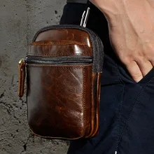 Мужская поясная сумка из натуральной кожи, знаменитый брендовый в винтажном стиле, чехол для мобильного телефона, сумка с ремешком на крючке, высококачественный кошелек