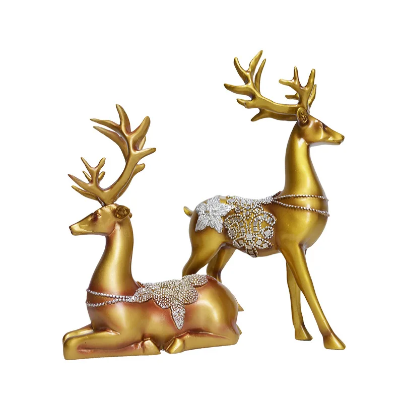 

Deer Lovers Elk Animal Statues Sculptures Ornament Figurines Resin Crafts Home Decor Wedding Decoration Gift