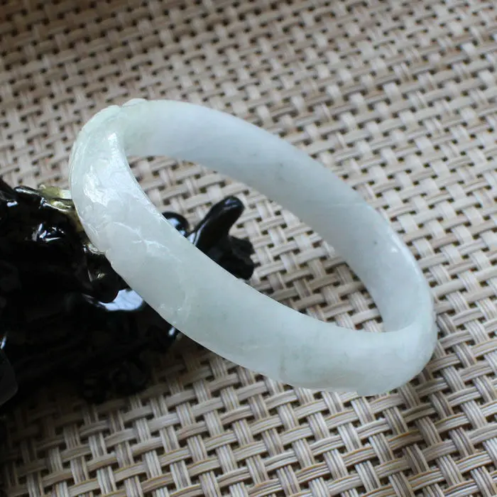 

5773 Chinese Hand-carved Emerald Green stoneite stone Gems Bracelet Bangle 58mm 10.20 40