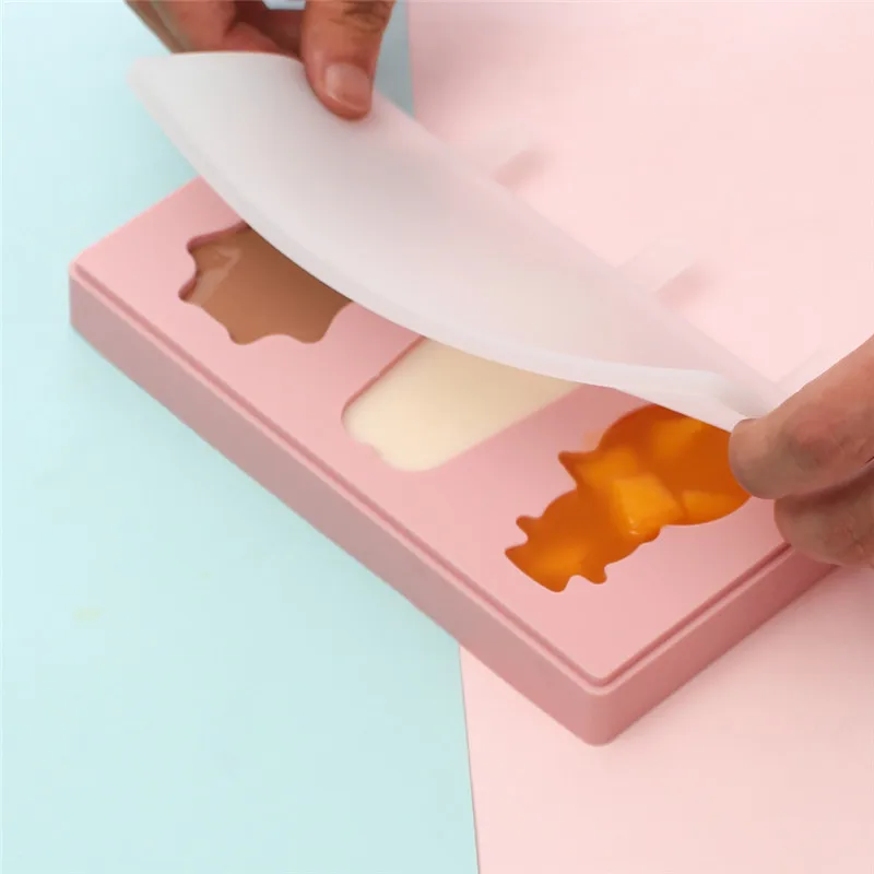 Covered Cartoon 3 Piece Ice Cream Ice Cube Mold Kitchen 2 Colors Multi-type Silicone Homemade Manual Diy Ice Cream Mold Home