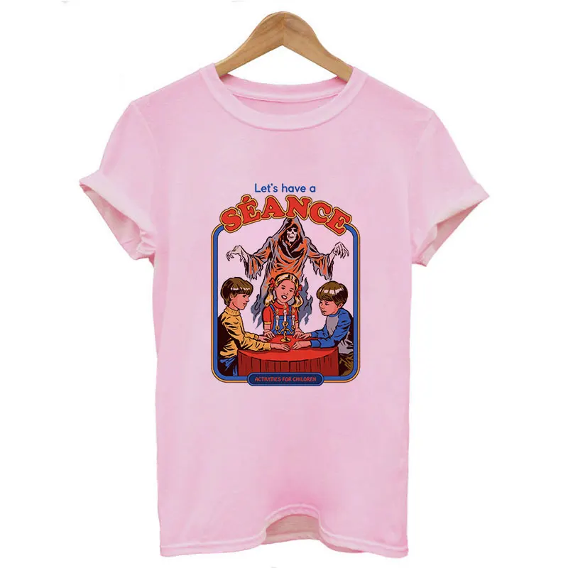 Женская футболка с графическим принтом «забота о демоне», летняя Готическая футболка в винтажном стиле ouija Harajuku, забавная футболка на Хеллоуин, сатана - Цвет: 1518-Pink