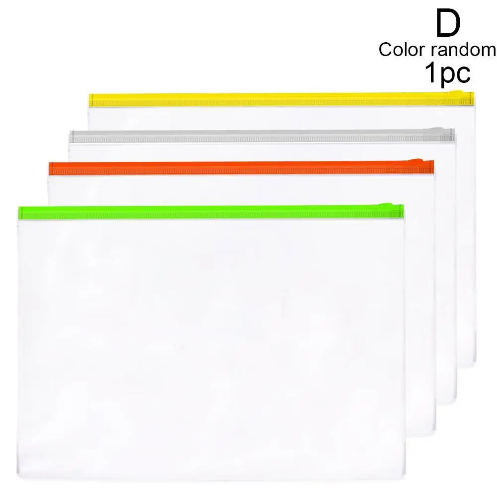 A4 10C 5Pcs Waterproof Transparent PVC Zipper Bag File Folder Document Filing Bag Stationery Bag School Office Supplies random color - Цвет: A4 10C