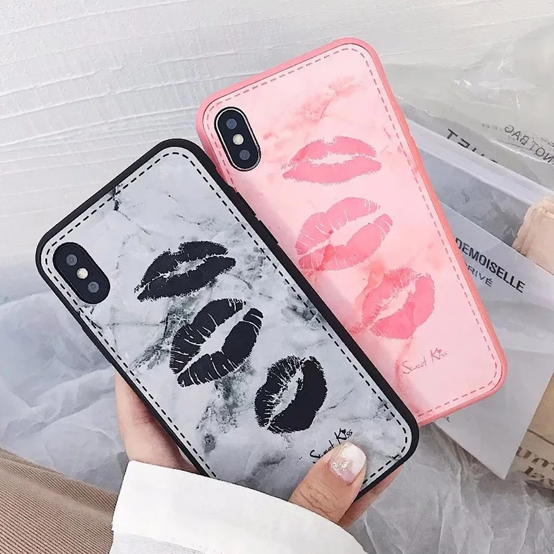 

Original Cute Riverdale lips kiss Silicone Phone Cases for iPhone X 6 6s Case TPU marble Leather Case for iPhone 7 8 Coque Cases