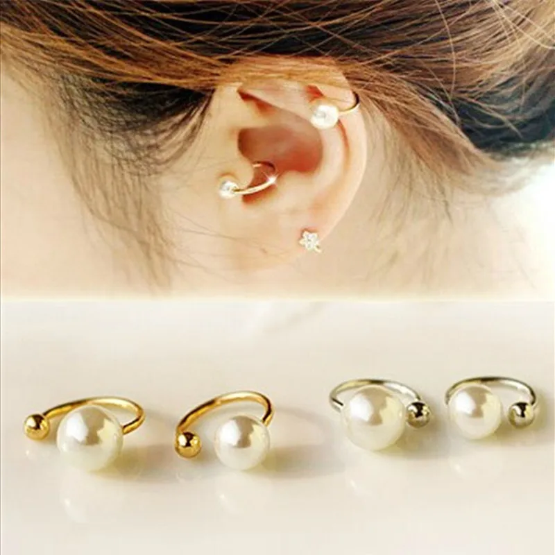 Ear Clip Earrings Clip Earrings Ear Clip New Brincos Clip Earing Simulated Pearl Ear Cuff Earrings For Women Girl Jewelry Gift