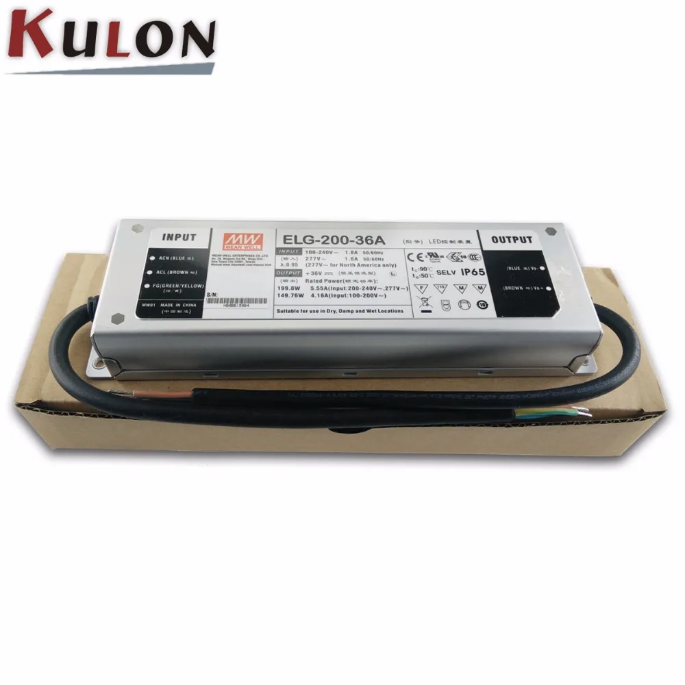 Оригинальный источник питания MEAN WELL ELG 200 36A 200W 36V 5.55A IP65 Meanwell регулируемый