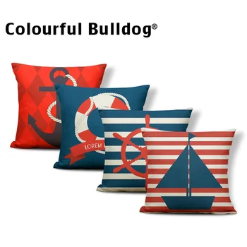 

Ocean Blue Cushion Cover Rudder Cover Pillows Anime Headboard Lumbar Support Throw Pillow Cases Sailboat 43Cm Polyester Romantic