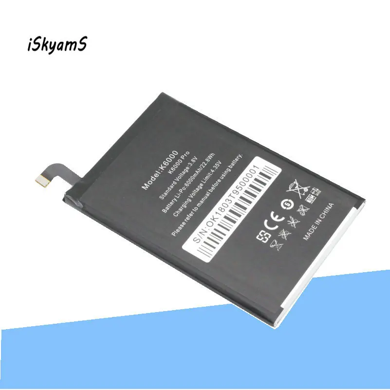 ISkyamS 1x6000 мАч 3 8 в сменный литий-полимерный аккумулятор для Oukitel K6000 Pro 5 дюймов 4G LTE |