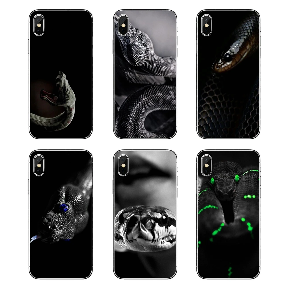 

For Xiaomi Mi A1 A2 5X 6X 8 lite SE Pro Max Mix 2 2S 3 Mi5 Mi5S Soft Transparent Covers Crazy Black Python Snake Viper Wallpaper
