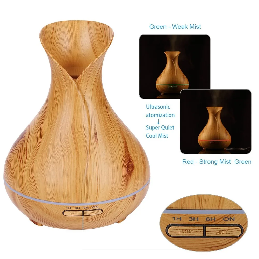 Aromacare 400ml Oil Diffuser Humidifier Shipping Free Ultrasonic Wood Grain Aromatherapy Essential Oil Diffuser (15)