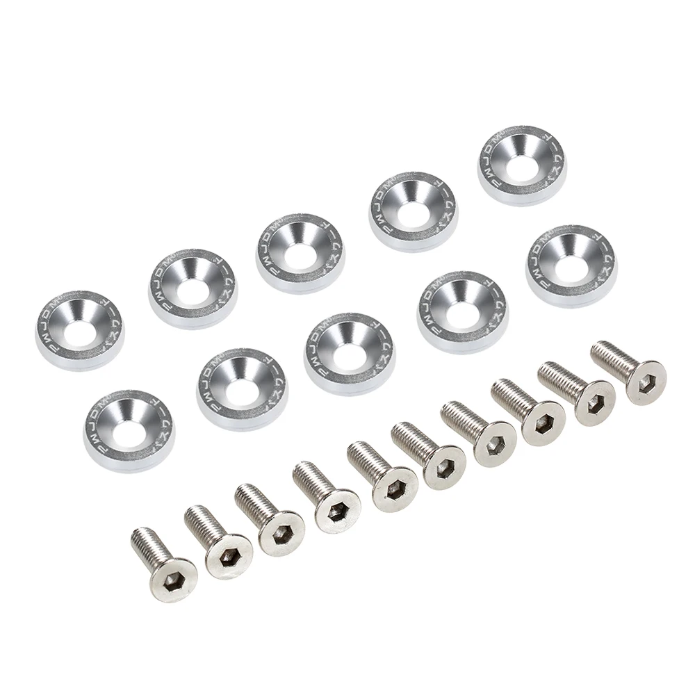 5 PC WHITE WASHER//BOLT FENDER//BUMPER ENGINE DRESS UP KIT CAR//TRUCK P3