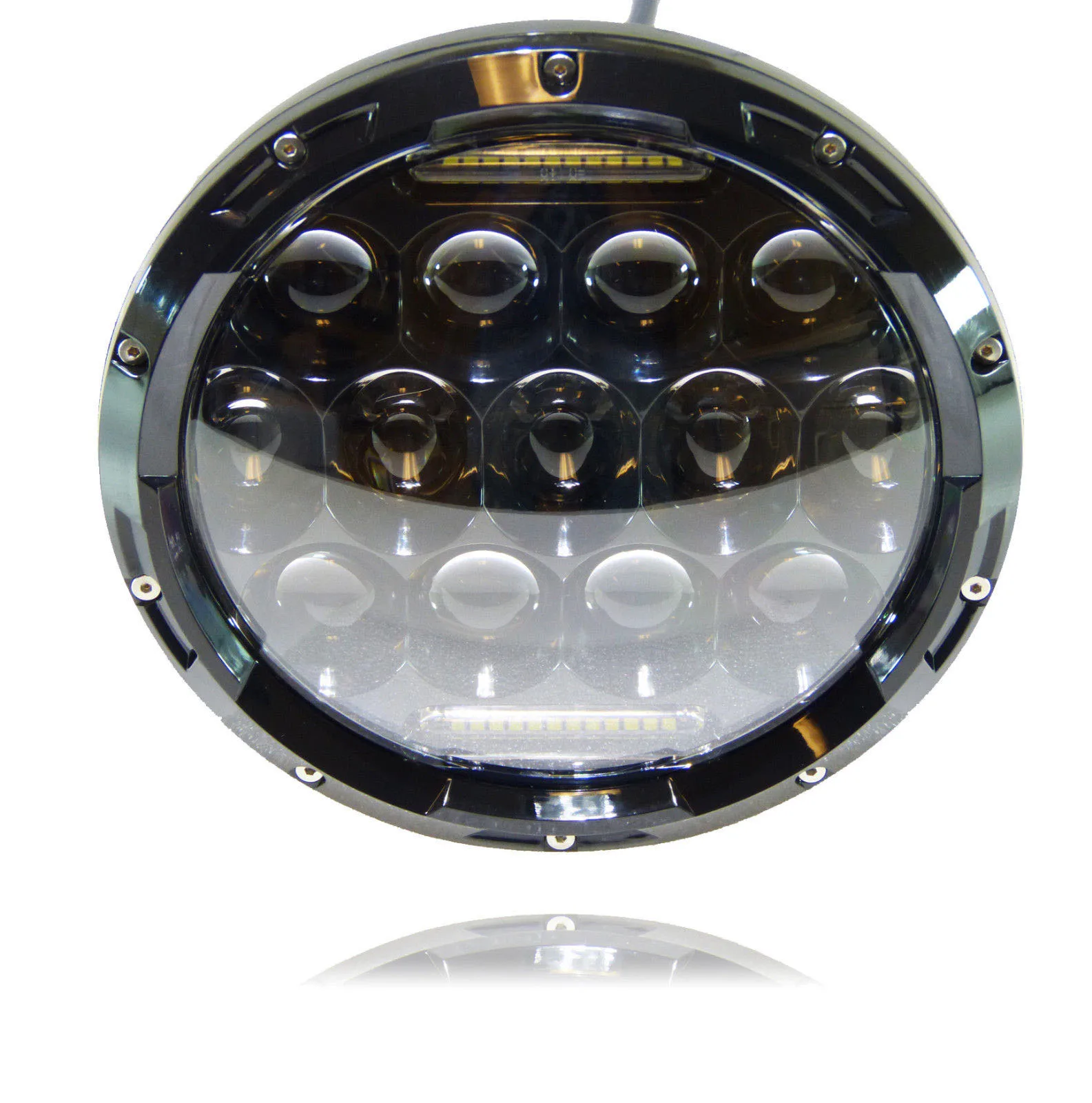 

Motorcycle Auto Truck 7" Round High Low Beam DRL Daylight Bulbs Headlamp Headlight Halo Angel Lamp For harley Touring FLSTF Jeep
