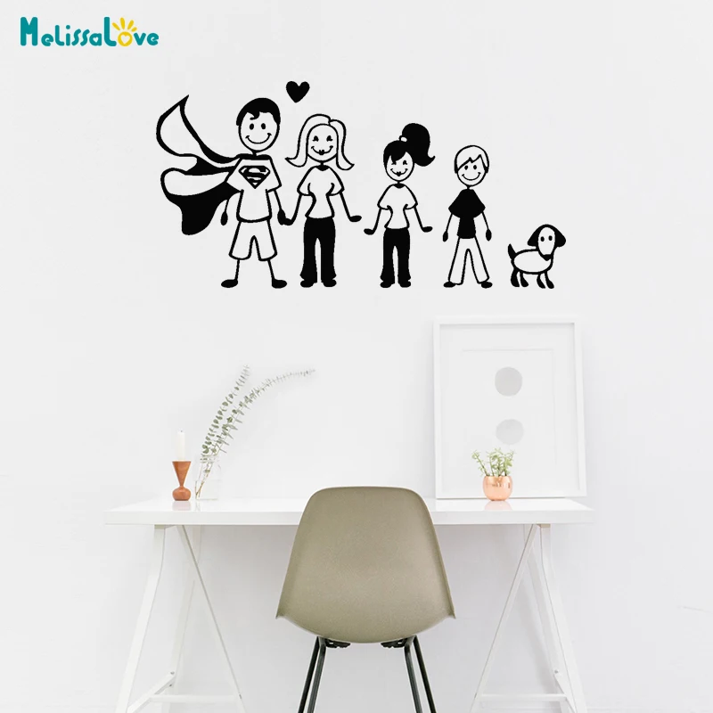 Happy Family Dad Mum Son Daughter Dog Car Sticker Rear Windshield Home Wall  Sticker Waterproof Bedroom Baby Room Decal T035 - AliExpress