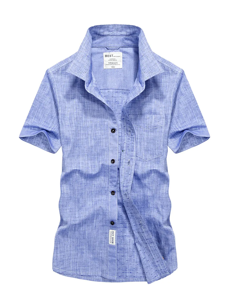 2017 Plus Size XXXXL Summer Men s Linen Shirts Tops Solid Color Dress Short Sleeve Shirts