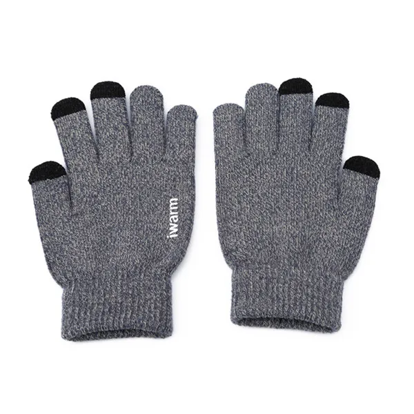 Мужские вязаные перчатки, противоскользящие, сенсорный экран, высокое качество, мужские толстые теплые перчатки, зима-осень, мужские варежки HO883634 - Цвет: gray