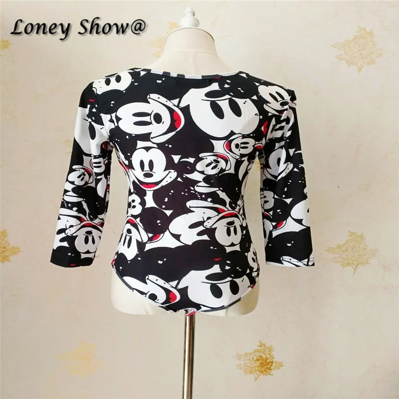 New Design Summer Fashion Bodysuits Cute Mouse Cartoon Character Printed Jumpsuits Slim Costume Skinny Rompers Overalls Jumpsuits and Playsuits