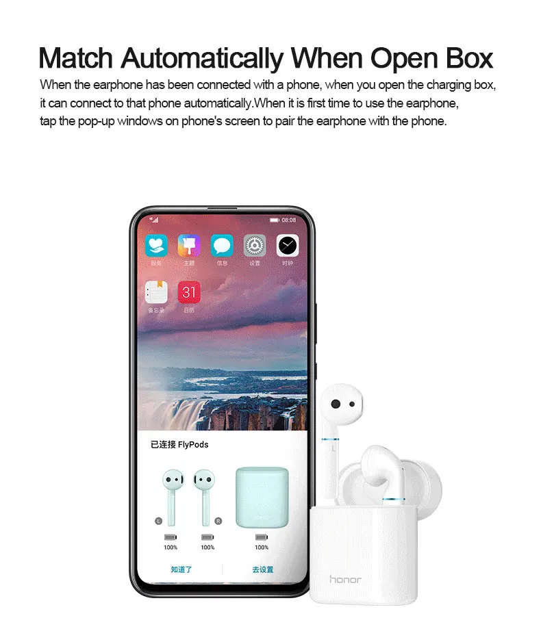 Huawei Honor Flypods Pro Lite Беспроводные Наушники Hi-Fi беспроводное аудио водонепроницаемое IP54 управление беспроводным зарядным устройством Bluetooth 5,0