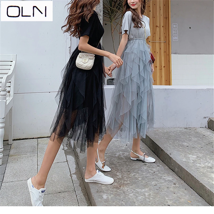 Vestidos платье Летнее корейское OLN Ins французское нишевое Платье женское весеннее новое популярное длинное платье для женщин