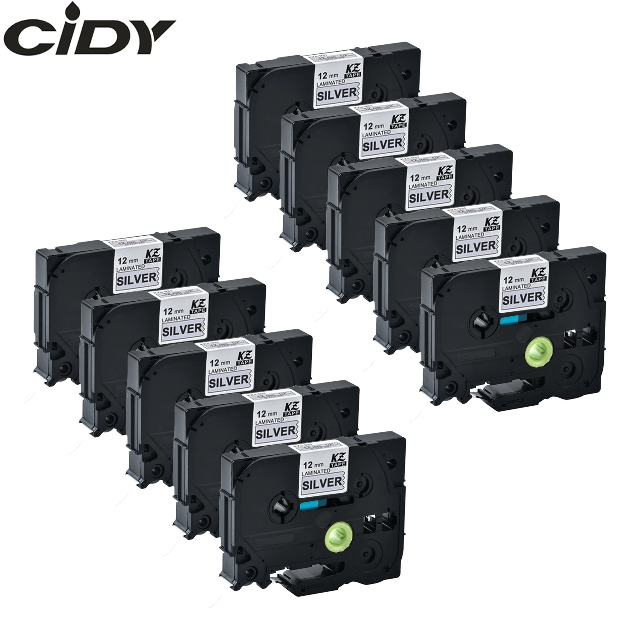 Cidy 10 шт. совместимый TZe931 Tz 931 Tz931 tze черный на серебристом лейбле лента для принтера